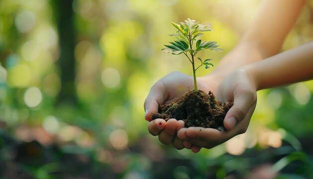 Hands Holding Globe Glass In Green Forest - Environment Concept, Environment Earth Day In Hands Trees Growing Young Bokeh Plants Green Bottom Female Hand 