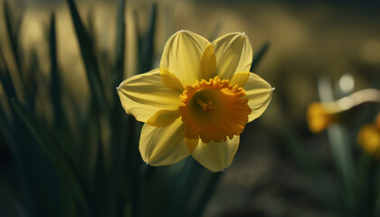 Obraz premium A vibrant yellow daisy blossoms in the meadow, surrounded by green generated by AI