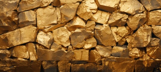 Old Gold Bricks texture. Gold Bricks banner. Gold Bricks wall texture. For banners, posters, advertising.