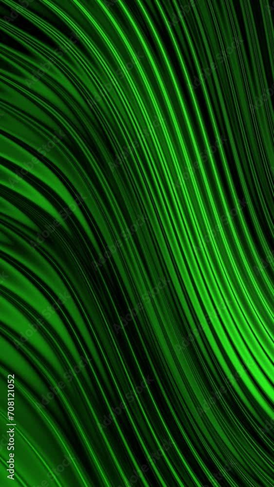 Poster Abstract green motion background. Dynamic animated loopable vertical background video with wavy texture.