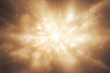 Abstract luminous golden effect with sparkling rays and white backlight. - obrazy, fototapety, plakaty