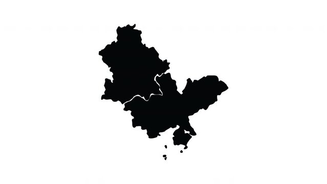 Animation forms a map of Huizhou city in China