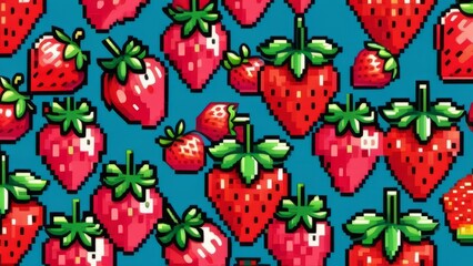 strawberries pixel art ai generated
