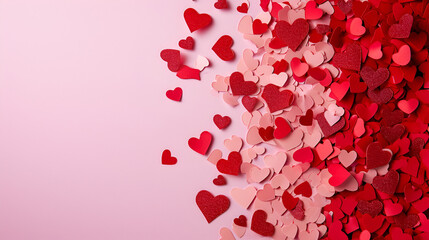 valentines day wallpaper with copy space, pink background hearts