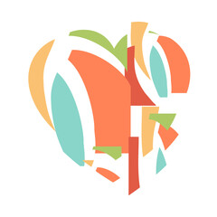 Happy Valentine's day. Greeting card with hearts. Heart made of abstract geometric pattern