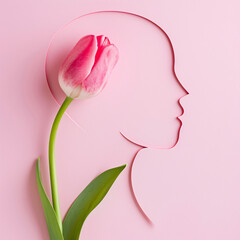 woman with pink flower