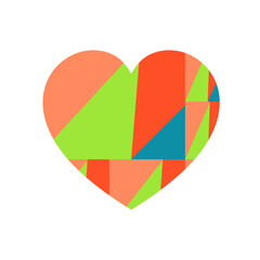 Happy Valentine's day. Greeting card with hearts. Heart made of abstract geometric pattern