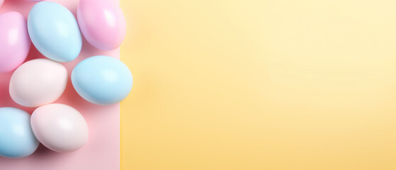 colorful eggs on yellow background