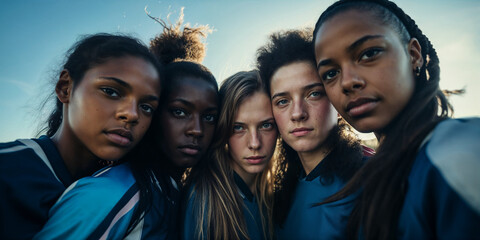 United female soccer team ready for the match. Generative AI image