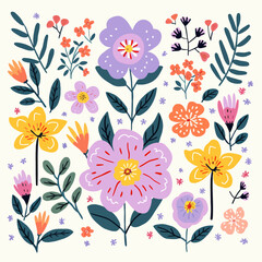 vector garden botanical element collection set