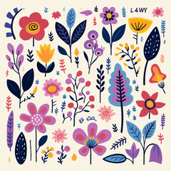 vector garden botanical element collection set