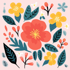 vector garden botanical element collection set