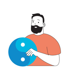 Mental health concept with cartoon people in flat design for web. Man with yin yang sign taking care of his psychological balance. Vector illustration for social media banner, marketing material.