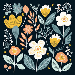 vector garden botanical element collection set