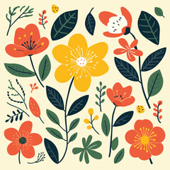 vector garden botanical element set