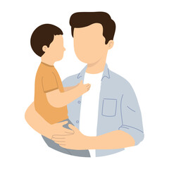 Isolated cute father character with his son Vector