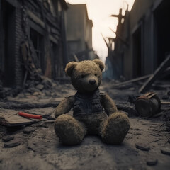 Teddy Bear In War Zone