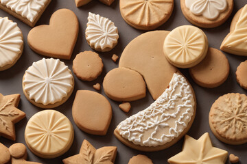 christmas cookies on a wooden background. Christmas cookies, perfect composition, beautiful detailed , 8k photography, photorealistic , soft natural perfect light