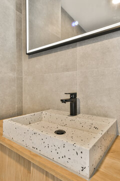 Modern bathroom sink with terrazzo design
