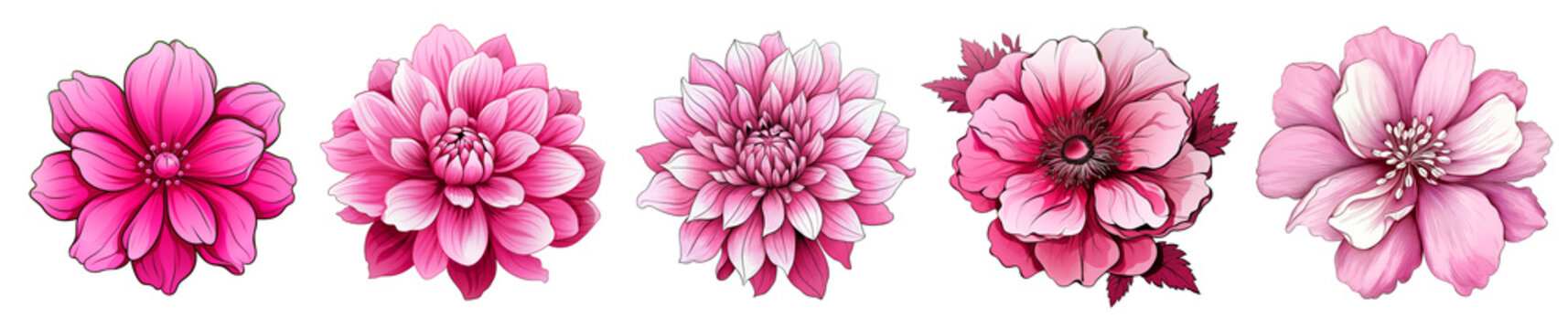 isolated illustration of pink exotic flower. Created with Generative AI