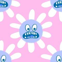 Cartoon retro floral seamless flower and butterfly pattern for fabrics and linens and kids clothes print