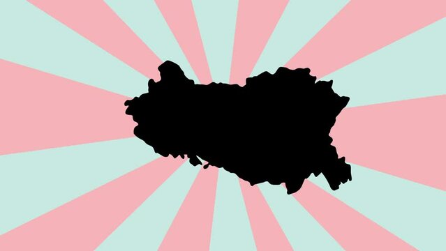 Handan city map animation in China with a rotating background
