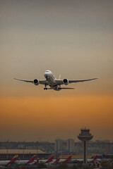 Beautiful image of a passenger plane taking off from the airport