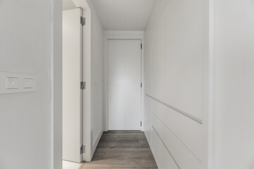 A newly renovated room with a dressing hallway