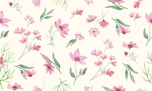 Seamless watercolor floral pattern. Hand drawn  illustration isolated on pastel background.. Vector EPS.