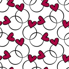Valentines hearts seamless ring pattern for wrapping paper and fabrics and linens and party accessories