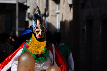 Xinzo de Limia, Spain 02 13 2023 Pantalla the traditional carnival mask. One of the most popular...