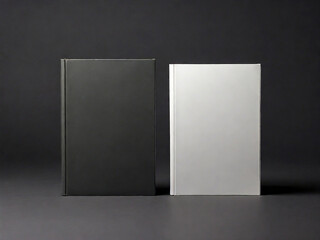 White mockup of two books on a dark gray background. Created using generative AI tools