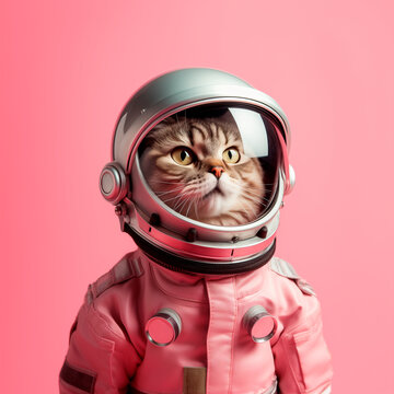Curious Cat Astronaut Ready for a Space Adventure Generative AI image