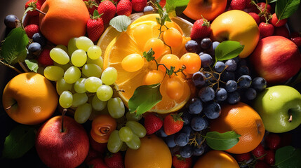 Naklejka na ściany i meble Fresh tropic fruits on a table