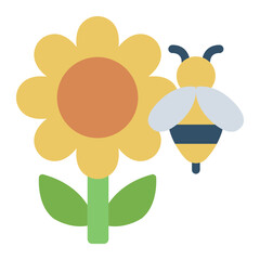 Flower bloom with bee icon