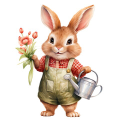 spring easter Bunny watercolor PNG, easter bunny clipart, cute Rabbit illustration digital download