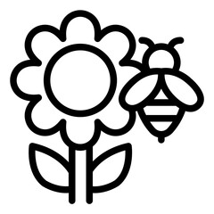 Flower bloom with bee icon