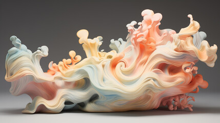 Pastel Fluidity Abstract Swirls Sculpture in Soft Dawn Hues Dynamic Movement and Artistic Expression Design