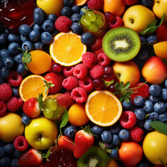 Naklejka na ściany i meble background with sliced fresh fruits