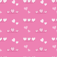 Seamless pattern with hearts on a pink background. Valentine's day print. Can be used on packaging paper, notebook covers, napkins, tablecloths, wallpapers. Vector illustration