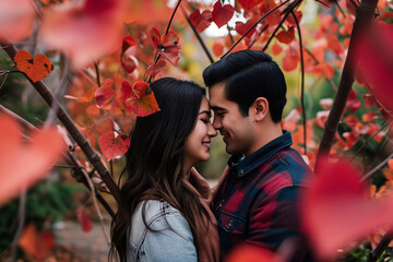 couple kissing in park