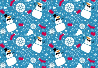 Christmas cartoon ice seamless snowman pattern for wrapping paper and fabrics and linens and kids accessories