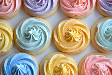 Ice sugar cookies with colorful frosting. Generative AI