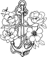 flower anchor coloring page