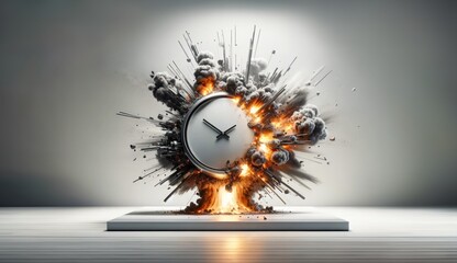 Dynamic Clock Erupting in Fiery Chaos - Explosive Moment