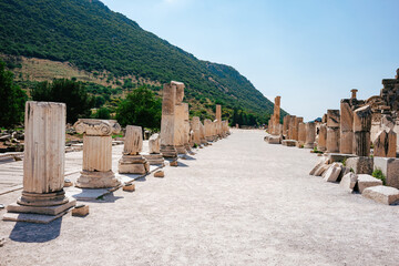 An open-air museum of history, this ancient column-lined road stretches toward the horizon,...