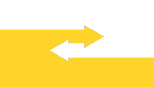 Opposing arrows on yellow and white background