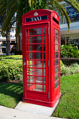 Red British Telephone Booth Repurposed as Taxi Stand