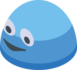 Blue smile kid swim cap icon isometric vector. Dive equipment. Sign design