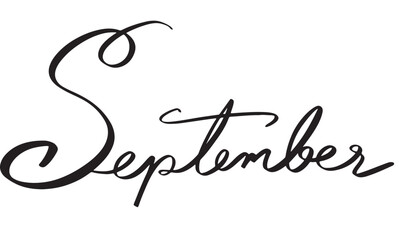 September month calligraphy hand written text font black dark colour september calendar typography sign october season word card template art concept print decoration symbol holiday autumn planner 